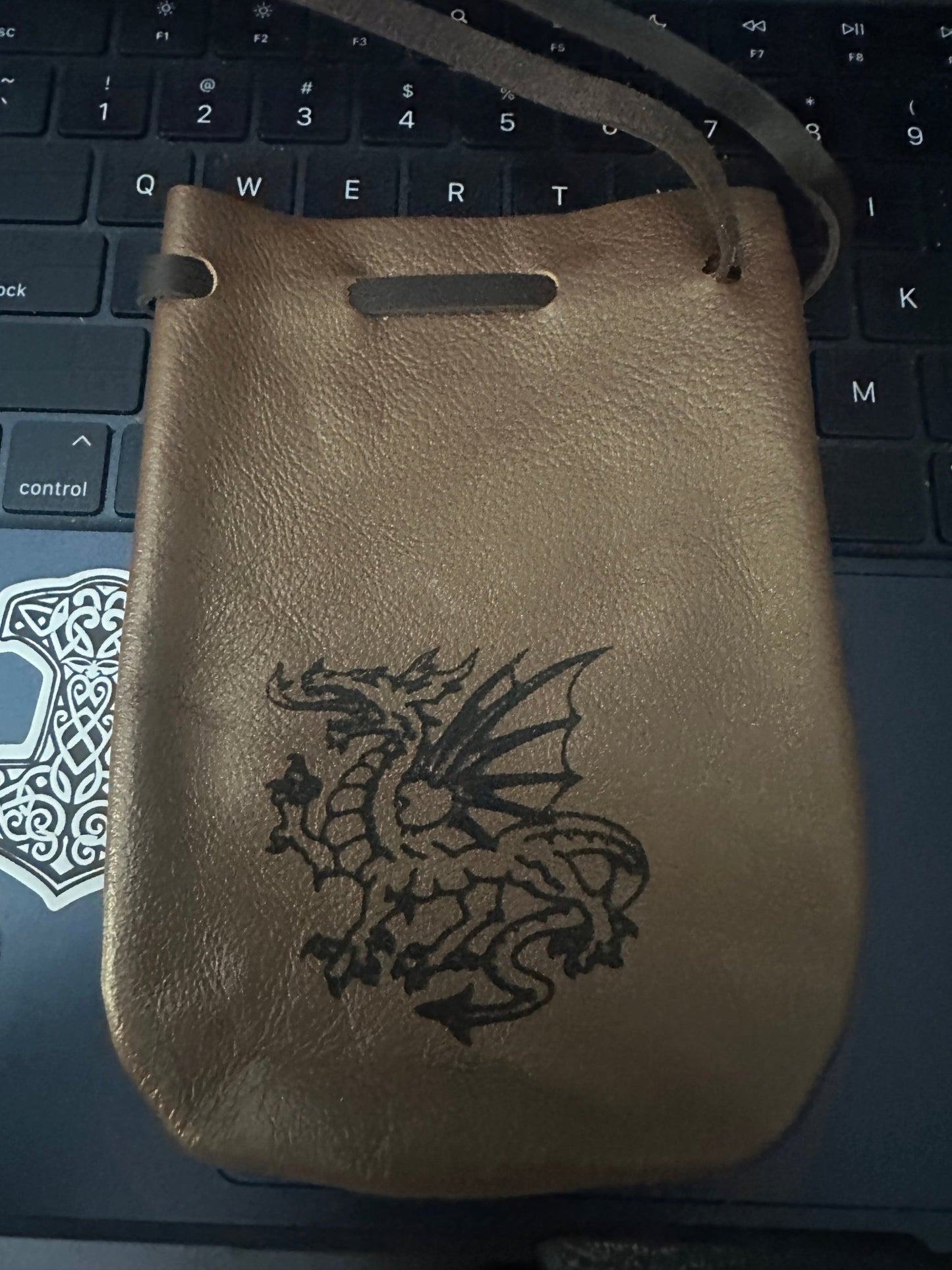 Dragon Imprint Leather Pouch