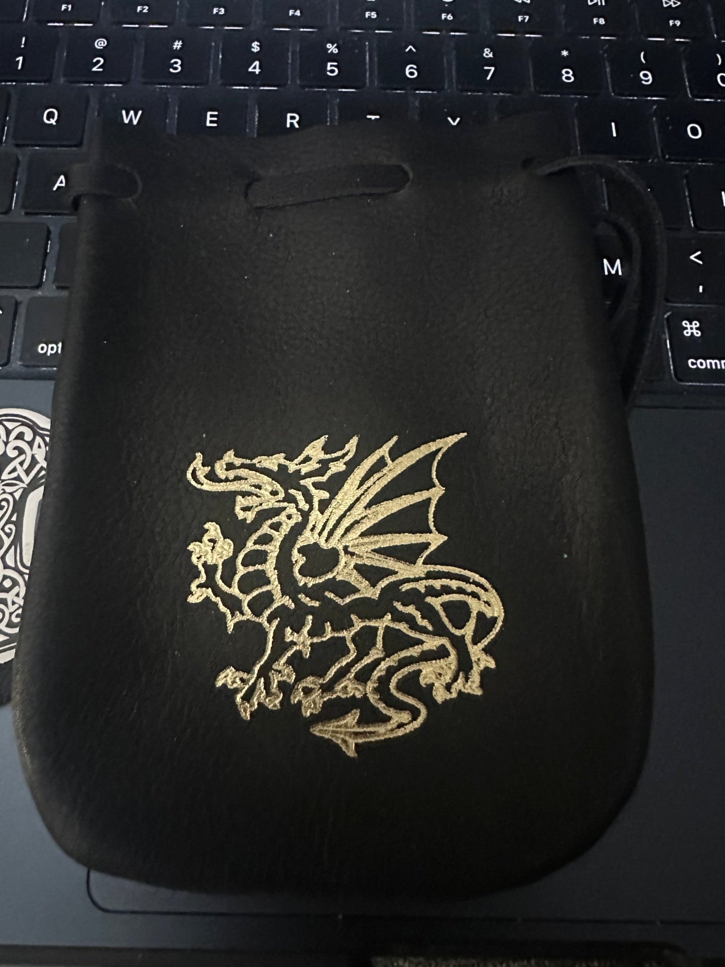 Dragon Imprint Leather Pouch