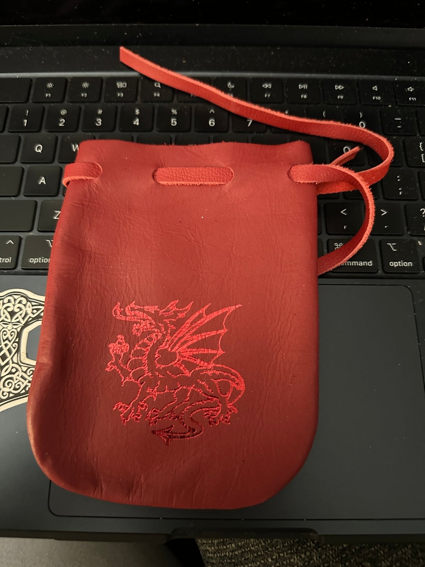 Dragon Imprint Leather Pouch