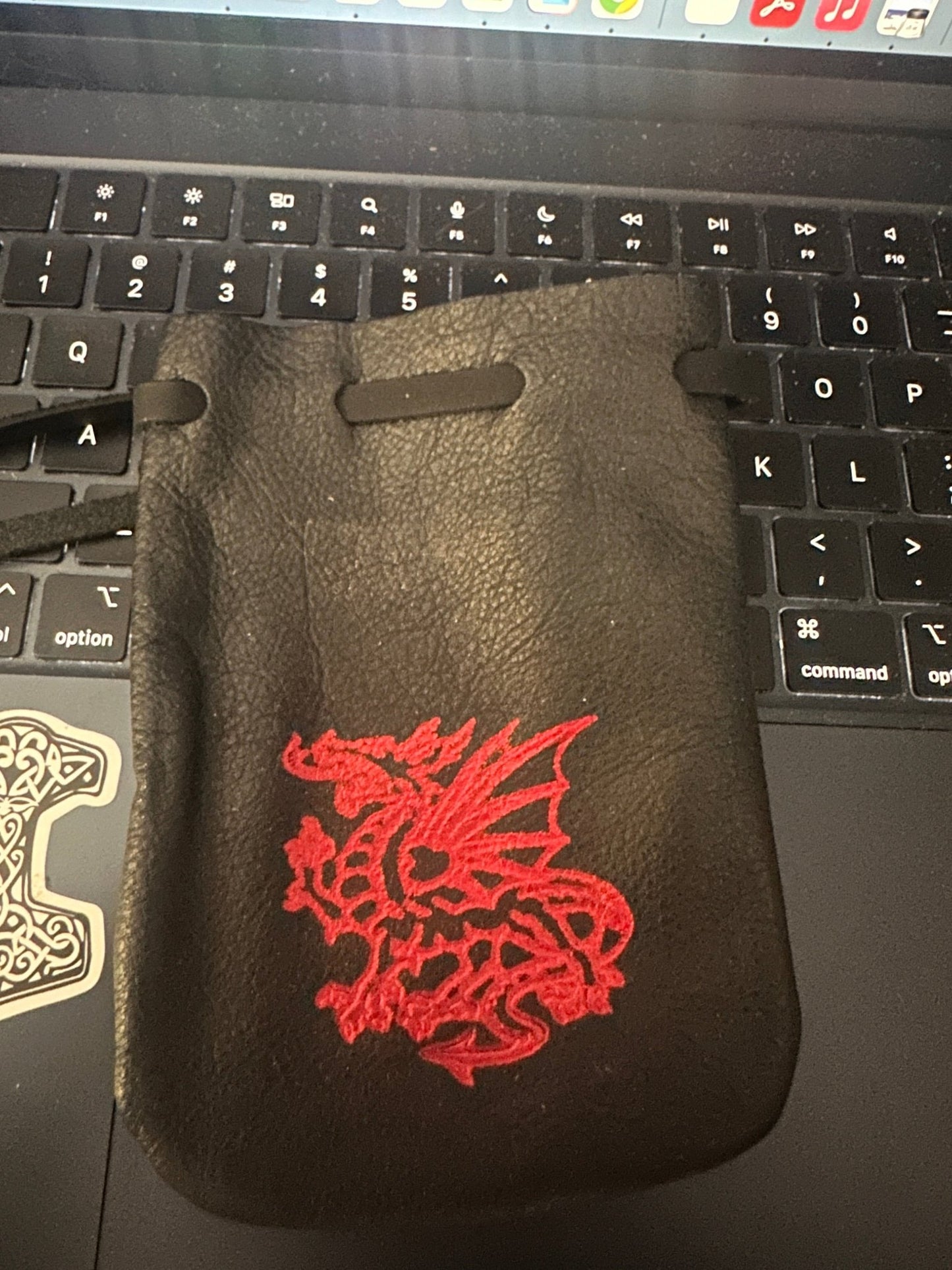 Dragon Imprint Leather Pouch