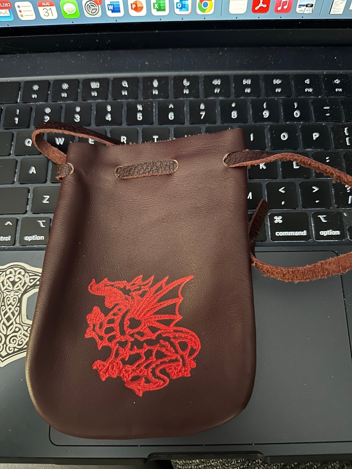 Dragon Imprint Leather Pouch