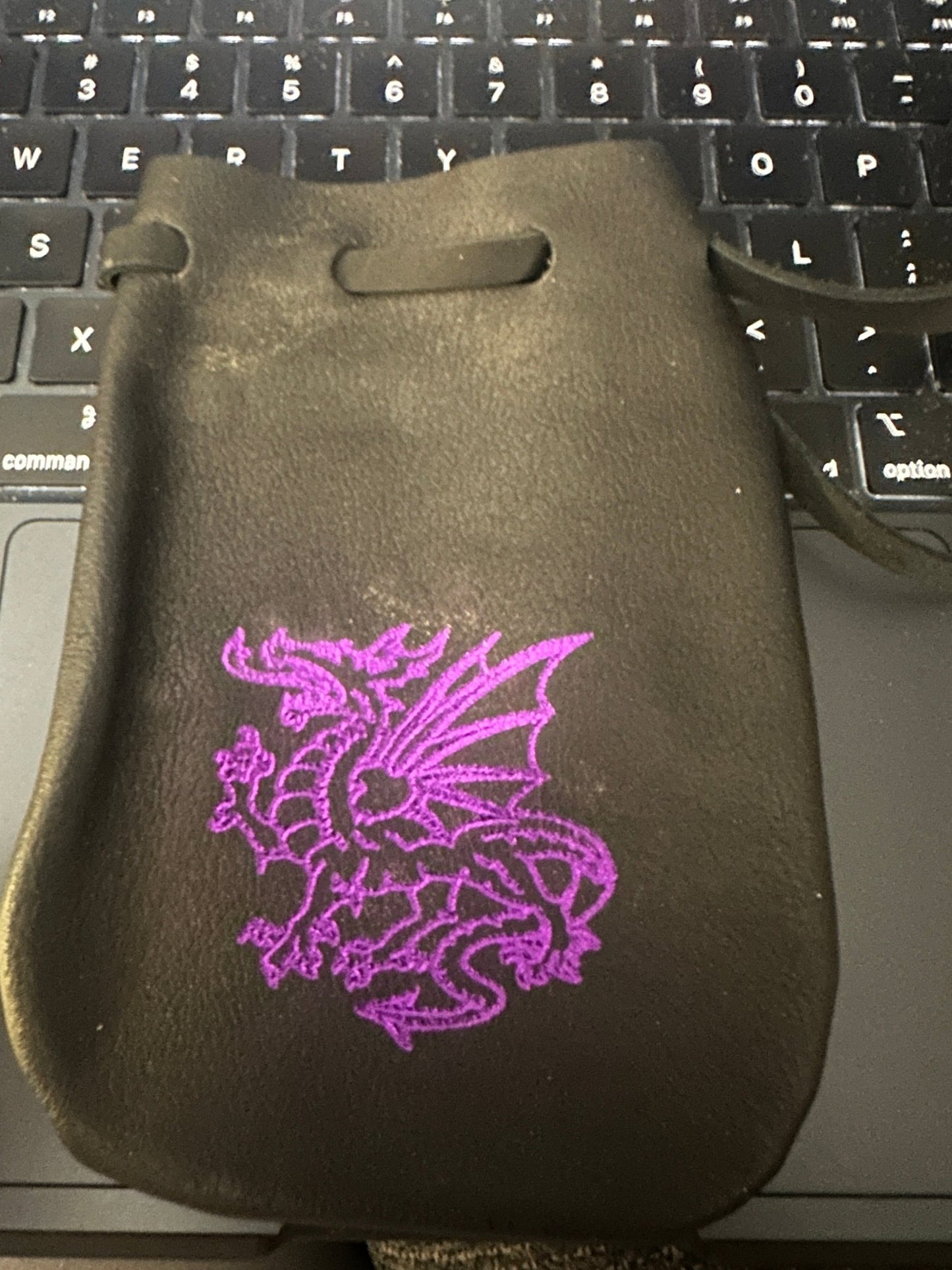 Dragon Imprint Leather Pouch