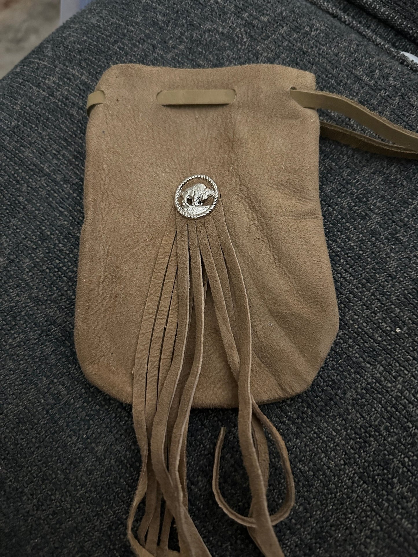 Medium Leather /Suede with Fringe Medicine Bag