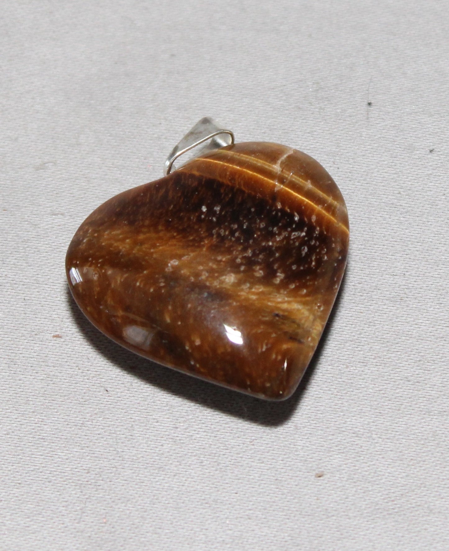 Tiger Eye Gold Heart Pendent