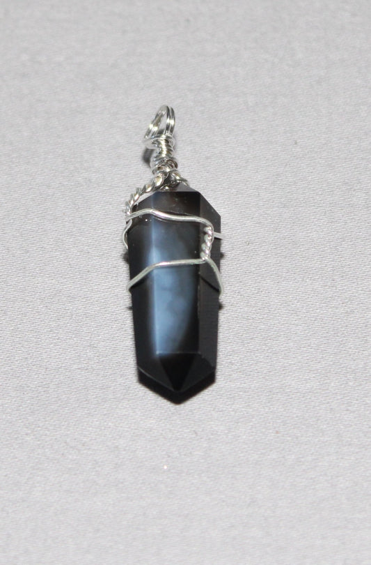 Wire Wrapped Black Onyx Pendants 1.5 to 1.75"L