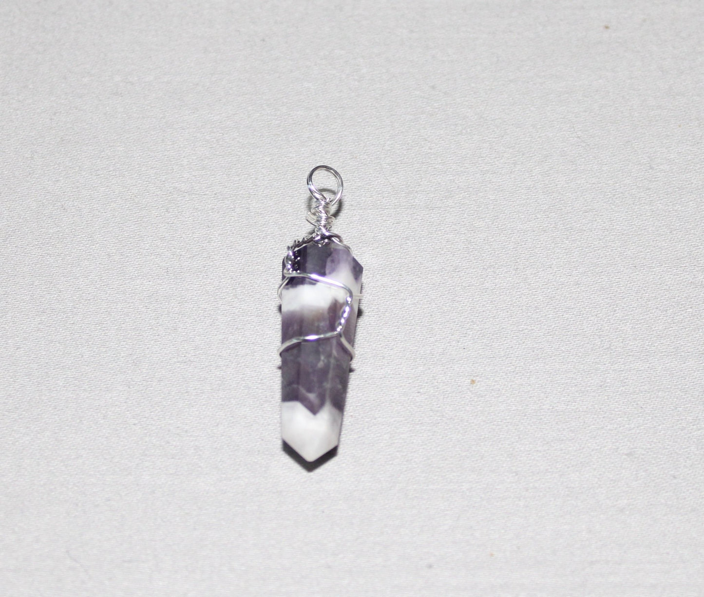 Wire Wrapped Chevron Amethyst Pendant 1.25 to 1.5"L