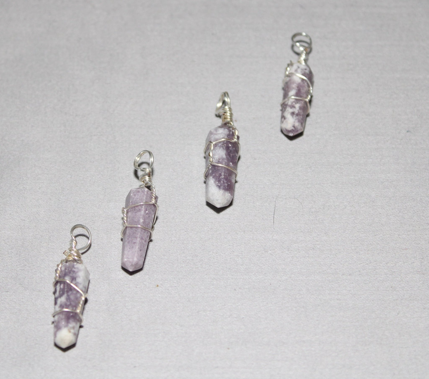 Wire Wrapped Lepidolite Jasper Pendants 1.5"L