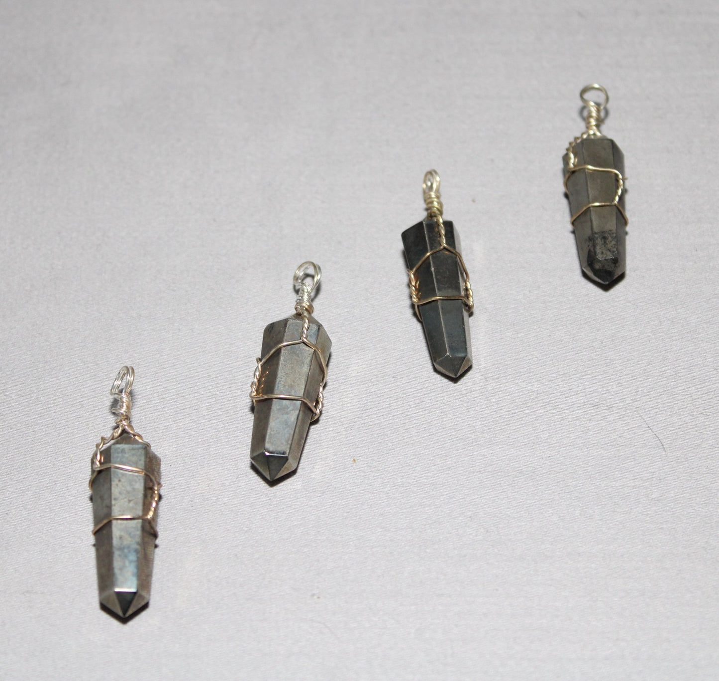 Wire Wrapped Pyrite Pendants 1.5 to 1.75"L