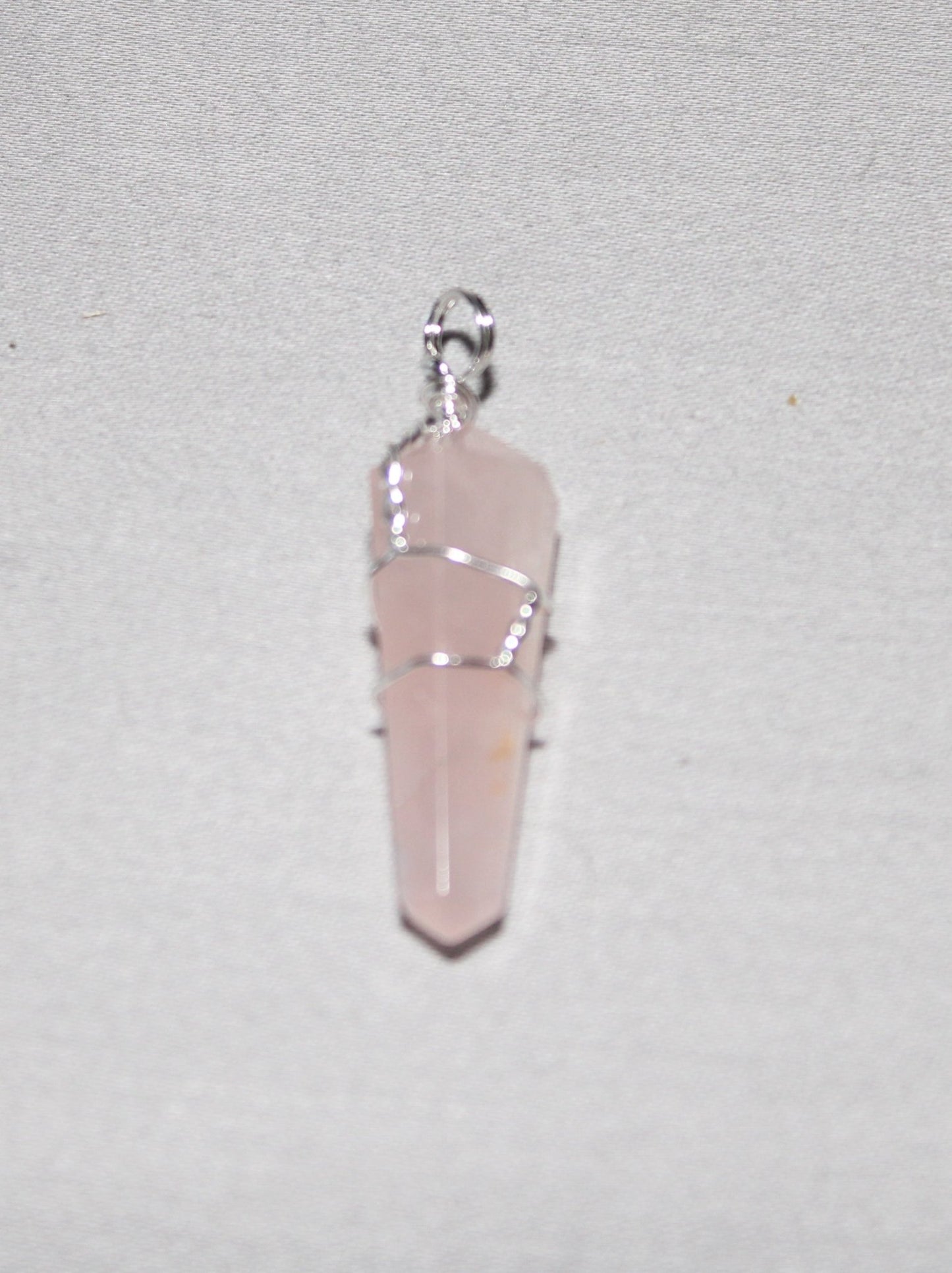 Wire Wrapped Rose Quartz Pendent 1.5 to 1.75"L