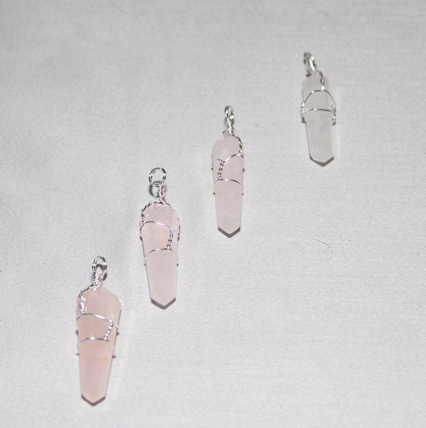 Wire Wrapped Rose Quartz Pendent 1.5 to 1.75"L